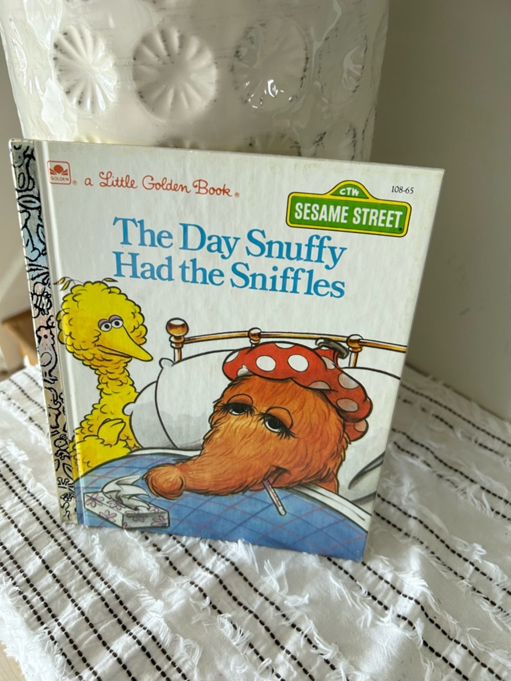 Vintage 1988 Little Golden Book Sesame Street: The Day Snuffy Had the Sniffles